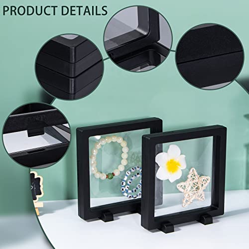 Image of Black 3D Floating Frame, 10 Pack 4.34.30.8 inch /110X110X20m Challenge Coin Holder Display With Base for Medallions, Specimen, Jewelry