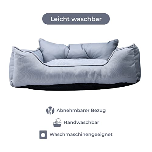 United Colors of Benetton. Pets - Hundebett, Ergonomisches Bett, für Mittelgroße Hunde, Aus Polyester, Waschmasschinegeeignet, Grau, Größe M, 65x50x20 cm