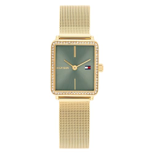 Tommy Hilfiger Tea Quartz Analog with Green Dial Gold Stainless Steel Strap Watch for Women - TH1782791