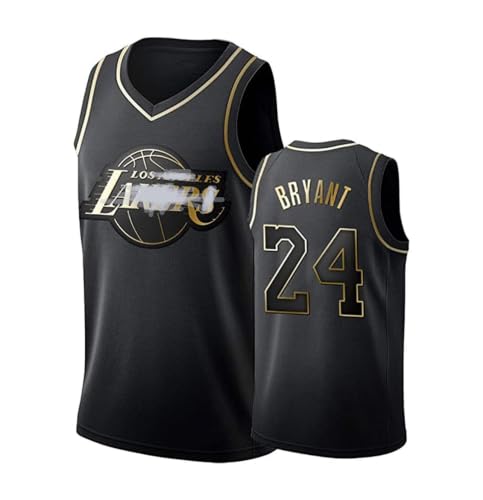 N.º 24 Camiseta de baloncesto negra y dorada, unisex, camiseta deportiva sin mangas., Negro , M