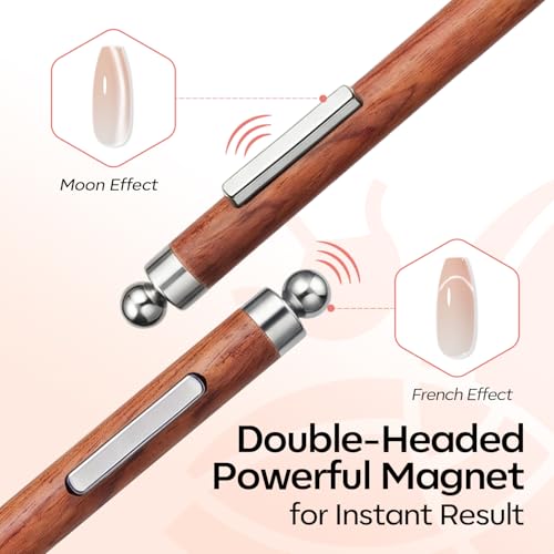 Image of modelones 3-in-1 French Tip Nail Brush with Cat Eye Magnet- Strong Magnetic Force for Cat Eye Gel Polish Effects, French Tip Design, Nail Art Cuticle Clean Up & Salon-Quality DIY Manicure Tool