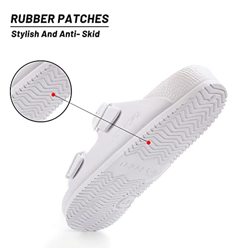 VICT POPU Womens Sandals Adjustable Double Buckle Strap Waterproof EVA Flat Slides4