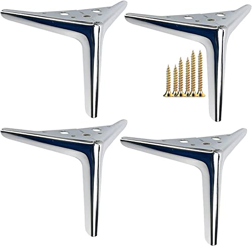 4 patas ajustables resistentes para muebles, patas de metal suave para sillas y mesas, patas de cama de hierro, soporte de carga, acabado cepillado duradero, 12 cm
