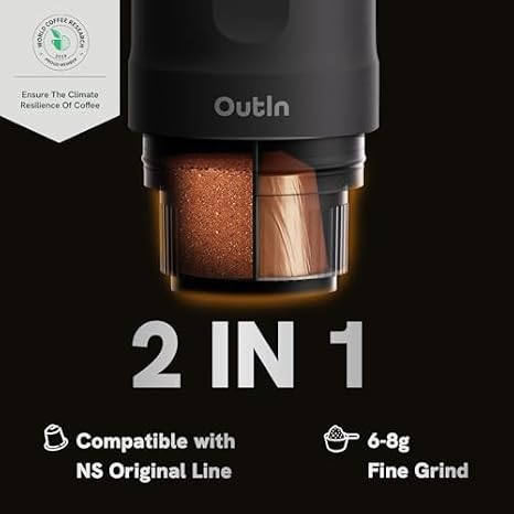 OutIn Nano Portable Electric Espresso Machine with double espresso busket
