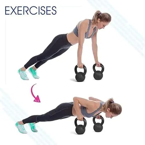 Yes4All Solid Cast Iron Kettlebell Weights Set – Great For Full Body Workout And Strength Training, L - Black 45Lb #TOP2