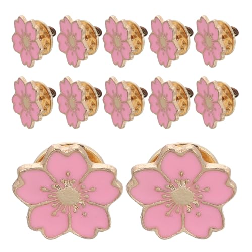 OATIPHO 12 broches de flores de cerezo de dibujos animados, broches, alfileres de flores pequeñas, alfileres kawaii para mochilas, alfileres decorativos, broche de aleación rosa