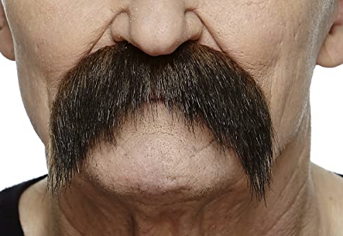 Mustaches Bigode falso de morsa autoadesivo, novidade, cabelo facial realista falso para adultos, acessório de fantasia para adultos, castanho translúcido, médio