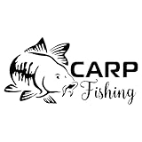 Lot de 2 autocollants de voiture en vinyle de 20 x 10 cm avec motif pêche à la carpe pour pare chocs et fenêtres, adaptés à la décoration intérieure et extérieure | #DZ98 (Noir)