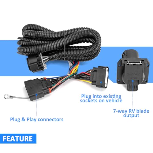Image of Wsays 7-Pin Trailer Wiring Harness Plug & Play Fit F150 2015-2020 8th Gen