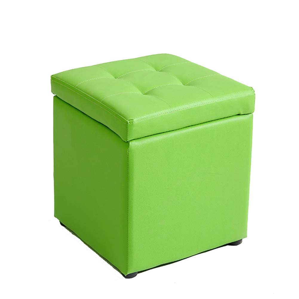Pouf de rangement vert 30x30x35 cm avec repose-pieds rembourré en similicuir