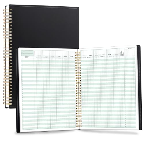SUNEE Teacher Class Record Book for 11-12 weeks, 36 Names, 8.5x11 Inch, 104 Pages (52 Sheets), 100gsm Thick Paper, Larger Grade Recording up to 36 Students with Water-Resistant Plastic Cover, Black