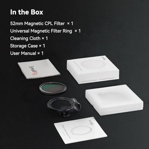 Image of SmallRig 52mm Magnetic Circular Polarizers Filter Kit (Magnetic Polarizing Filter + Universal Magnetic Filter Ring), HD Optical Glass Circular Magnetic CPL Polarizing Filter Kit for Phone - 4389