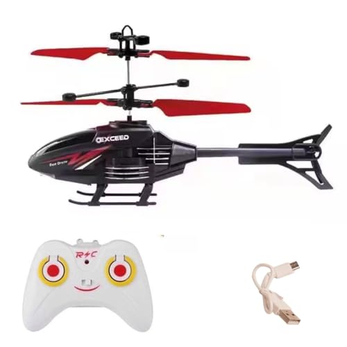Image of VRIKRION Toy Plastic Helicopteer Remote Control Helicopter for 6 + Years Boys Indoor and Outdoor Helicopteer, Palm Sensing Helicopteer with led Lights (Pack of 1) (Black-RED)