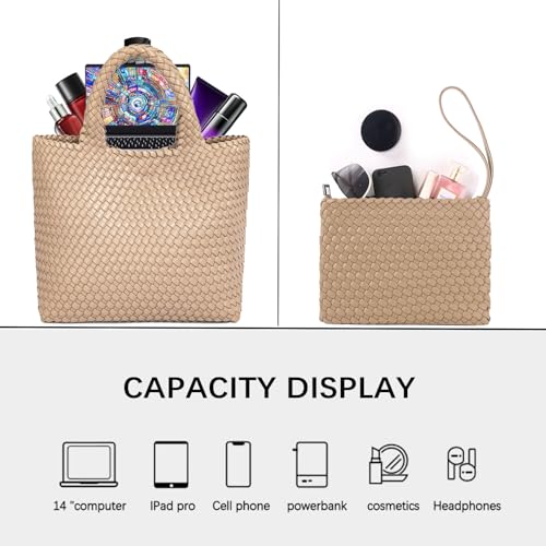 Image of JINMANXUE Fashion Woven Bag Shopper Bag Travel Handbags and Purses Women Tote Bag Large Capacity Shoulder Bags