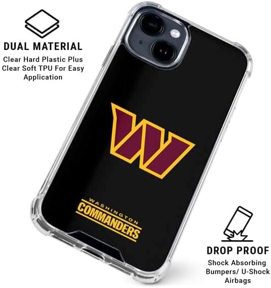 Skinit Clear Phone Case Compatible with iPhone 15 Plus - Officially Licensed NFL Washington Commanders Black Background Design