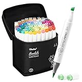 72 Colors Alcohol Markers, Ohuhu Brush & Chisel Double Tipped Sketch Marker for Kids, Artist, Alcohol Brush Art Marker Set Bonus 1 Blender for Sketching, Adult Coloring, Great Mother's Day Gift