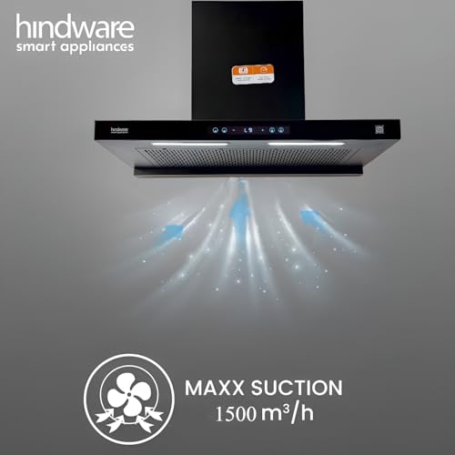Image of Hindware Smart Appliances DARCIA BLDC 75 | | 1500 m /hr | Filterless Auto-Clean Kitchen Chimney With 9- Speed Motion Sensor & Touch Control | 2025 Model 75cm (Black)