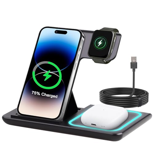Stazione di ricarica induttiva 3 in 1 per dispositivi Apple,