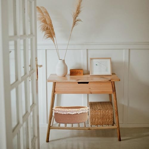 Yimi's Dream Baskets for Gifts Empty, Small Brown Storage Basket for Shelves, Decorative Jute Woven Basket for Nursery, Baby Shower, Christmas, Families (Oval, 12"x 8"x 5") - Image 6