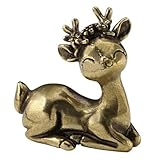 Figurine artisanale en laiton : cette figurine de cerf, simple et délicate, est compacte et prend peu de place sur un bureau. décoration en forme de statue de cerf