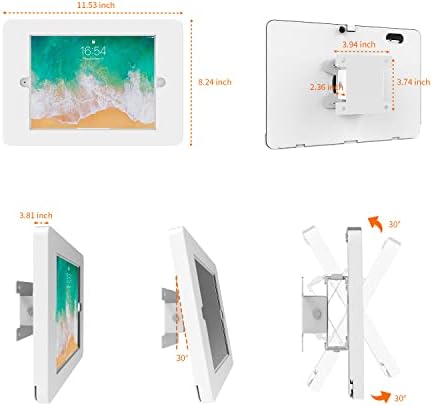 Beelta Tablet Wall Mount for 10.2 inch iPad 7th 8th 9th Generation, Anti Theft Lock and Key, iPad Wall Mount for Smart Home, Gym, Retail Store, Tradeshow Booth, Showroom, Conference Room, Metal, White