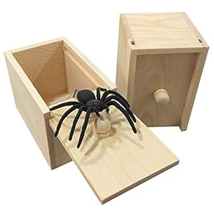 PARNIXS Rubber Spider Prank Box，Handcrafted Wooden Surprise Box Prank, Spider Money Surprise in a Box ,Pranks Stuff Toys…
