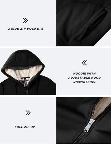 Image of MoFiz Zip Up Hoodie Women Fleece Lined Jackets Winter Coats With Pocket