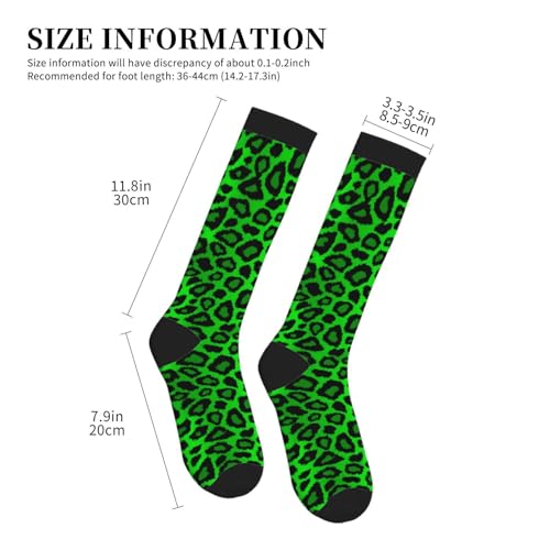 Lime Green Leopard Animal Skin Print Compression Socks For Women Men Knee High Running Socks For Running4