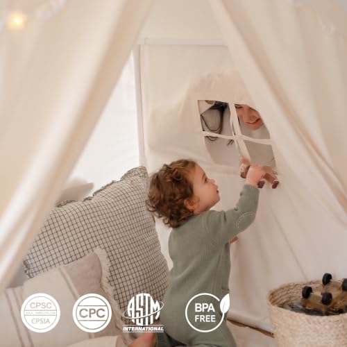 Tiny Land Kids Tent with Mat & Star Lights, Indoor Playhouse, Reading Nook - Image 5