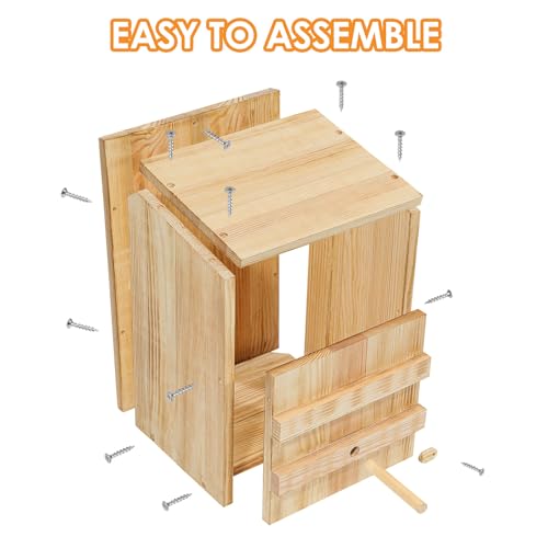 Barn Owl House,Owl Nesting Box for Outside,Wooden Nest House,Square Opening Bird Houses for Outside,Suitable for Wildlife Barn,Eastern Screech,Great Horned,Easy Assembly Required