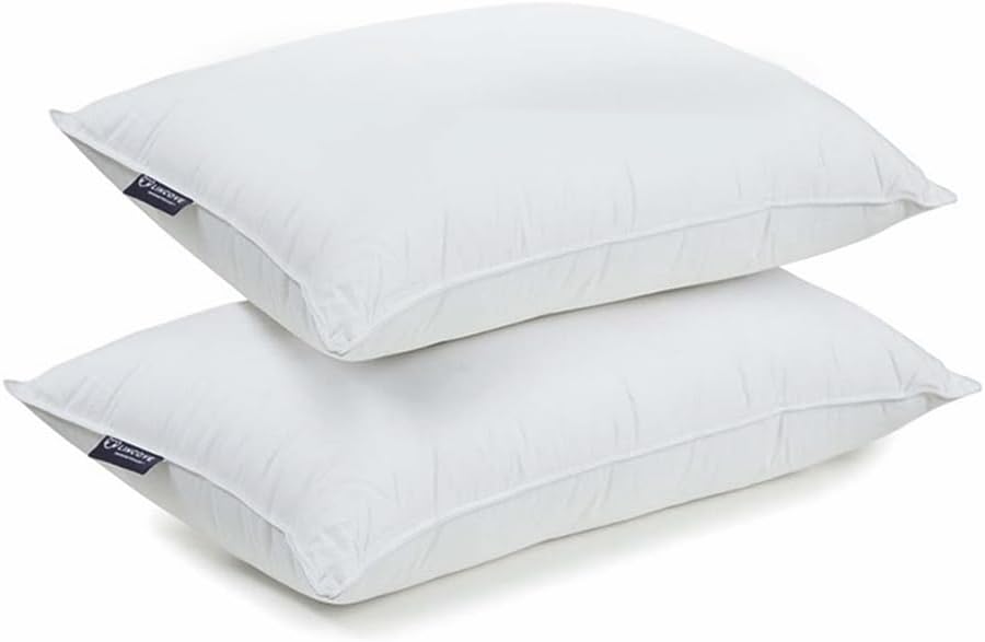 Lincove Move-in Bundle - One Lightweight White Down Comforter 90’’x94’’ and Set of Two Canadian White Down Pillows 20’’x30’’ - 625 Fill Power, 500 Thread Count Cotton Shell (Queen Bundle - Medium)
