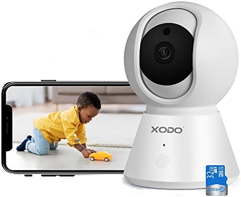 XODO Wireless Security Camera, E6 IP 1080P HD Plug-in Indoor WiFi Camera for Home Security/Baby Monitor/Pet/Nanny, Motion Detection, 2 Way Audio, Night Vision with TF 32GB SD Card Included and Cloud