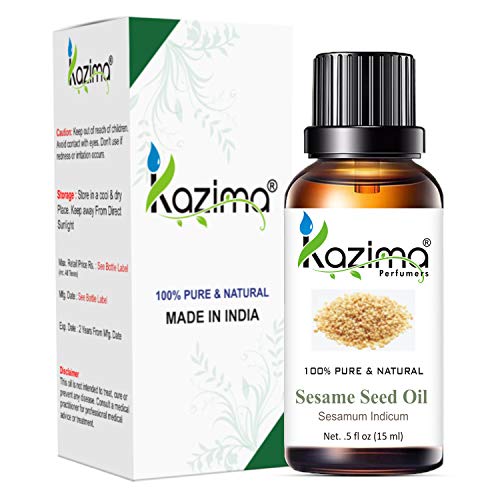 KAZIMA Sesame Seed Cold Pressed Carrier Oil – 100% Pure Natural & Undiluted For Skin care & Hair care (15ml)