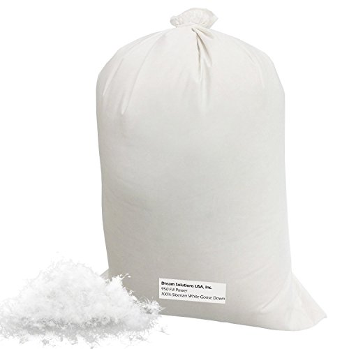 Dream Solutions USA Bulk Siberian Goose Down Filling 950 Fill Power (1/4 lb) – 100% Natural White, No Feathers – Fill Comforters, Pillows, Jackets, etc., – Ultra-Plush Siberian Softness Brand