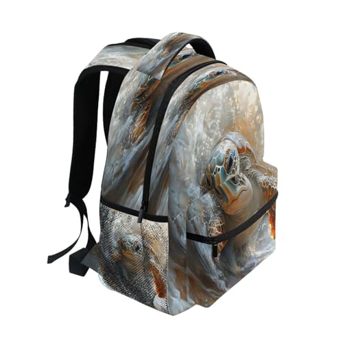 Sea Turtle Ocean Wave Backpack for School Boys Girls Adults Kids Bookbag Laptop Bag 18L2