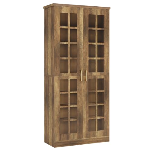 Image of Tribesigns Tall Shoe Cabinet with Doors, 8-Tier Shoe Storage with Adjustable Shelves, Modern Shoe Organizer Shoe Rack Cabinet for Entryway, Hallway, Closet, Living Room, Rustic Brown