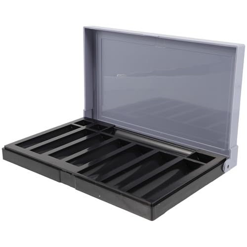 Caja resistente para monedas con tapa y compartimentos, plástico gris miniatura 1