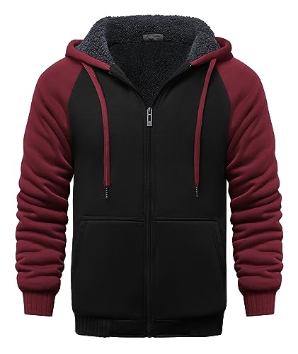 Image of GEEK LIGHTING Men's Fleece-Lined Zip Up Hoodie, Thick Hooded Jacket Winter Warm Athletic Sweatshirt