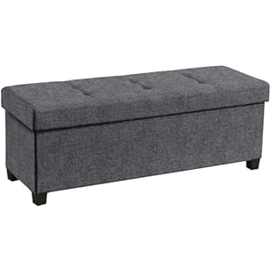 Ornavo Home 43 Inch Storage Ottoman, Large Storage Bench, Ottoman with Storage with Legs, Foot Rest Stool, Bedroom Bench – Dark Gray