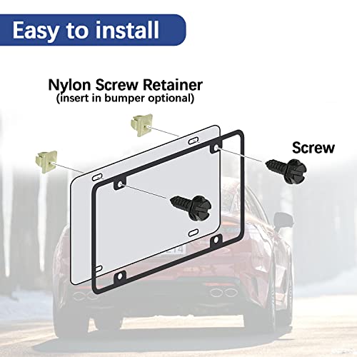 Venveal Black License Plate Screws,M6 (1/4") Stainless Steel License Plate Blots, Self Tapping Mounting Fasteners, License Plates Screws Kit On Cars, Suvs, Trucks(8Pcs) #TOP2