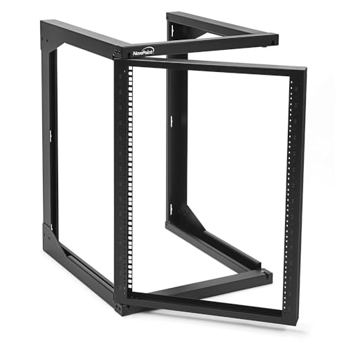 Image of NavePoint 15U Server Rack with Swing Gate - Wall Mount Rack for 19 Inch IT Equipment Open Frame Rack - Network Rack Wall Mount for AV & Server Equipment 24 inch Deep 19 inch Rack, Black
