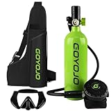GOYOJO 1L Mini Scuba Tank with Mask – DOT Certified Portable Diving Air Tank, 3000 PSI Max Pressure, Pony Bottle Underwater Breathing Device for Snorkeling & Scuba Diving (Green)