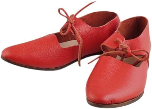 Medieval Renaissance Latchet Shoes Handcrafted 15th Century Leather Footwear for Women