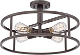 Quoizel NHR1718WT New Harbor Vintage Semi Flush Mount Ceiling Lighting, 4-Light, 400 Watts, Western...