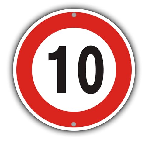 Felexdo Höchstgeschwindigkeit 10 km, Ø 30cm Verkehrszeichen Schild aus Aluminium Reflektierend, Wetterbeständig Einfache Installation für den Außenbereich