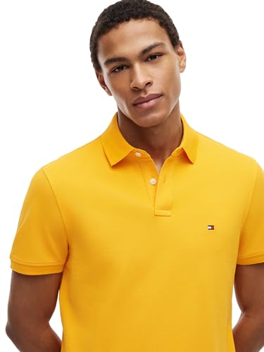 Image of Tommy Hilfiger Men's Short Sleeve Polo Shirts in Regular Fit With Stretch and Organic Pique Cotton