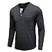 Mens Henley Shirts Long Sleeve Fashion Casual Stylish Cotton Shirts Tops Lightweight Fitted Basic Pullover T-Shirt (XX-Large,Dark Grey)