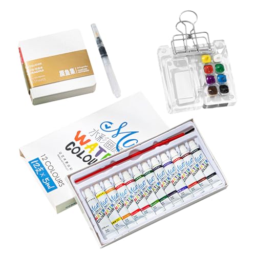 Juego de acuarela de tamaño de bolsillo, juego de pintura de viaje de acuarela, juego de viaje de acuarela portátil, paleta de acuarela acrílica, kits de dibujo para artistas de viaje al aire libre