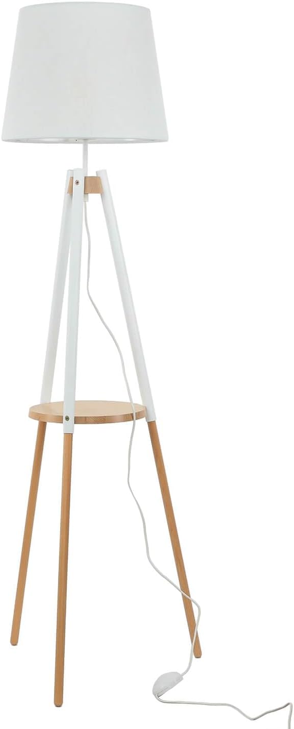 Licht-Erlebnisse Statief vloerlamp hout stof in witte woonkamer 148 cm hoog E27 max. 60 watt plank moderne low-glare Scandinavische vloerlamp VAIO photo 2