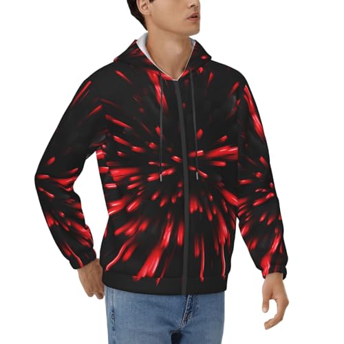 Sweat à capuche décontracté pour homme rouge et noir imprimé Explosion Burst